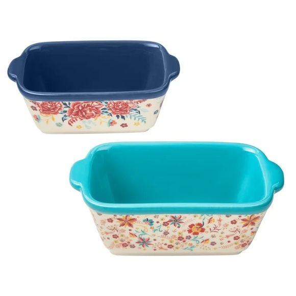 Gifted 🌺 New The Pioneer Woman Keepsake Floral 4.8" Ceramic Mini Loaf Pans - Picture 7 of 9